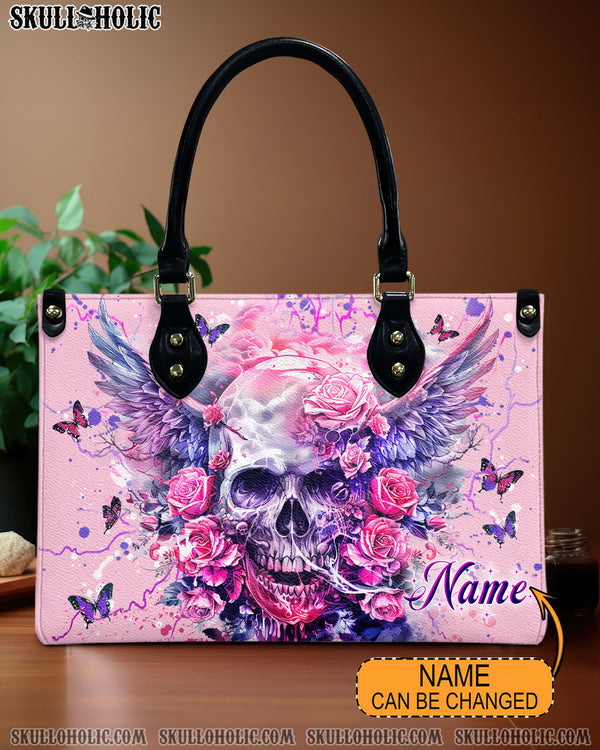 I AM THE STORM SKULL ROSES WINGS LEATHER HANDBAG - YHDU3010244