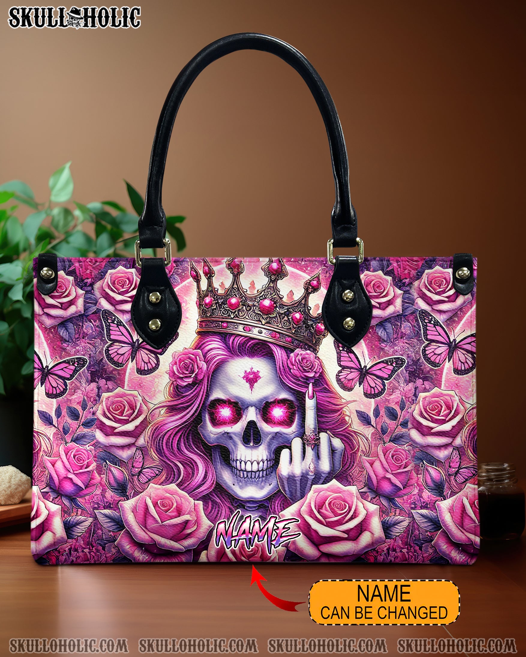 SKULL QUEEN ROSE LEATHER HANDBAG   - TLHG1211243