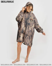KARMA FAIRY SKULL BUTTERFLY  SHERPA BLANKET HOODIE  - TLTW1511241