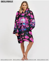 JUDGE ME WHEN SKULL BUTTERFLY SHERPA BLANKET HOODIE - TLTR1209231