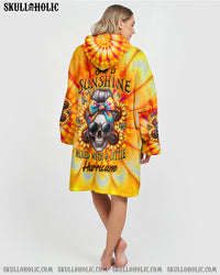 SHE IS SUNSHINE SKULL TIE DYE SHERPA BLANKET HOODIE - TLTW0711234