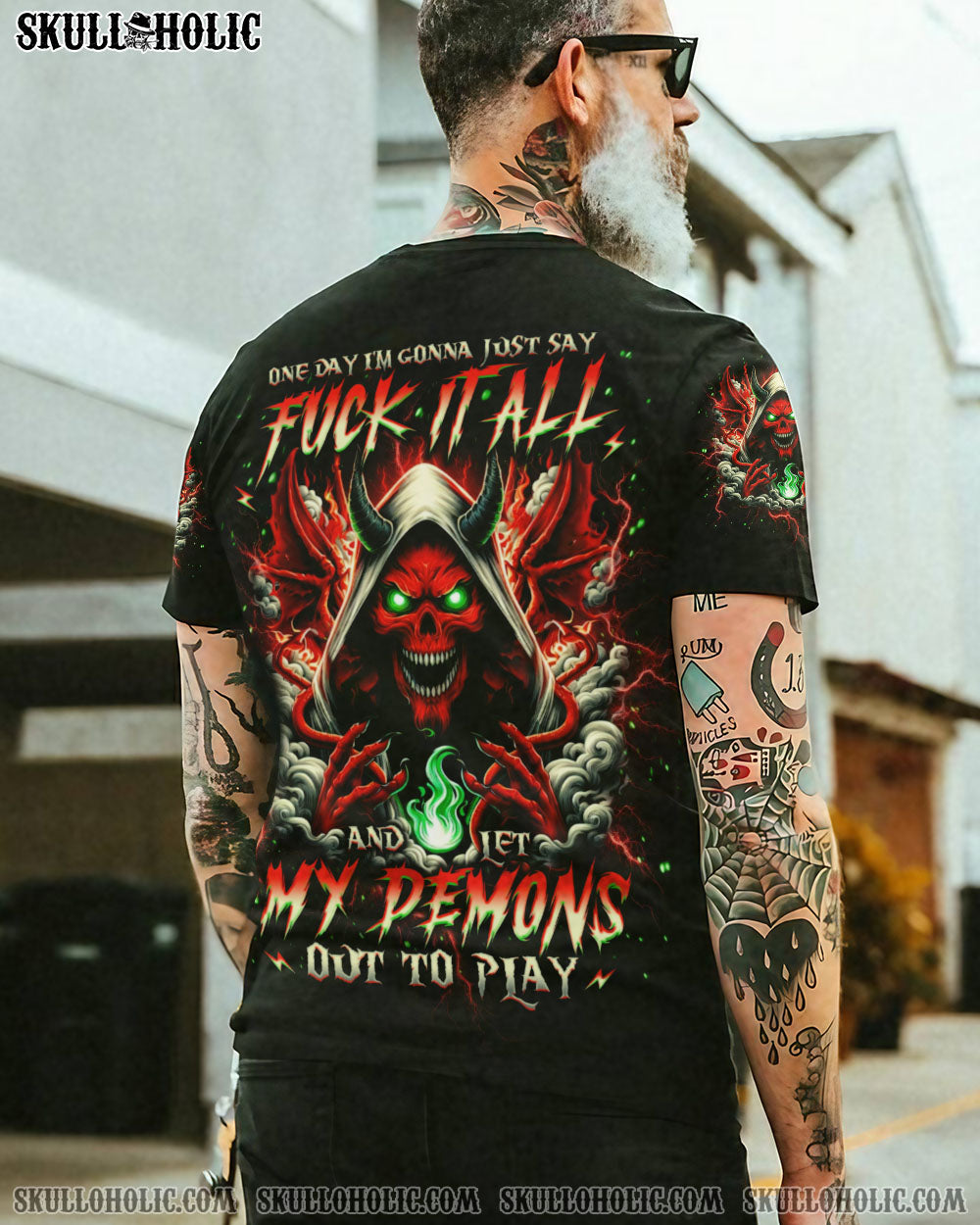 ONE DAY I'M GONNA JUST SAY DEMON SKULL ALL OVER PRINT - TLNO2510242