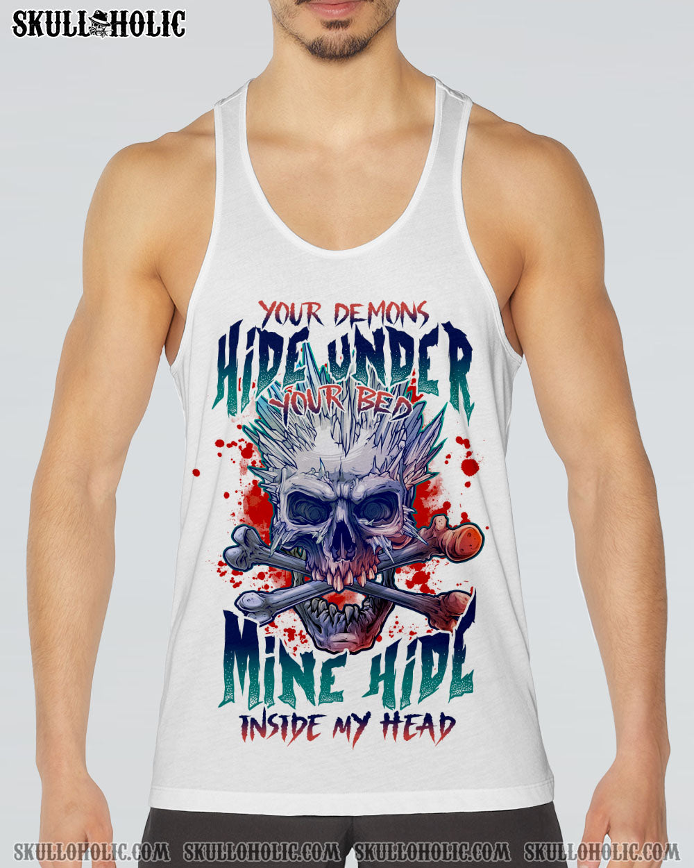 YOUR DEMONS HIDE UNDER YOUR BED BONES SKULL ALL OVER PRINT - TLNO3107233