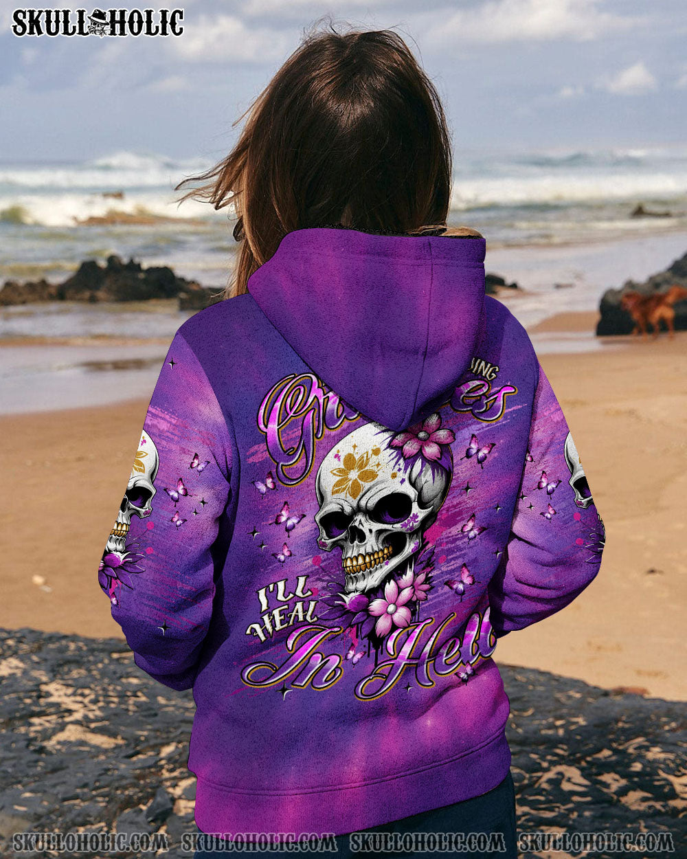 I'LL HEAL IN HELL SKULL FLOWER TIE DYE ALL OVER PRINT - TLNT0407253