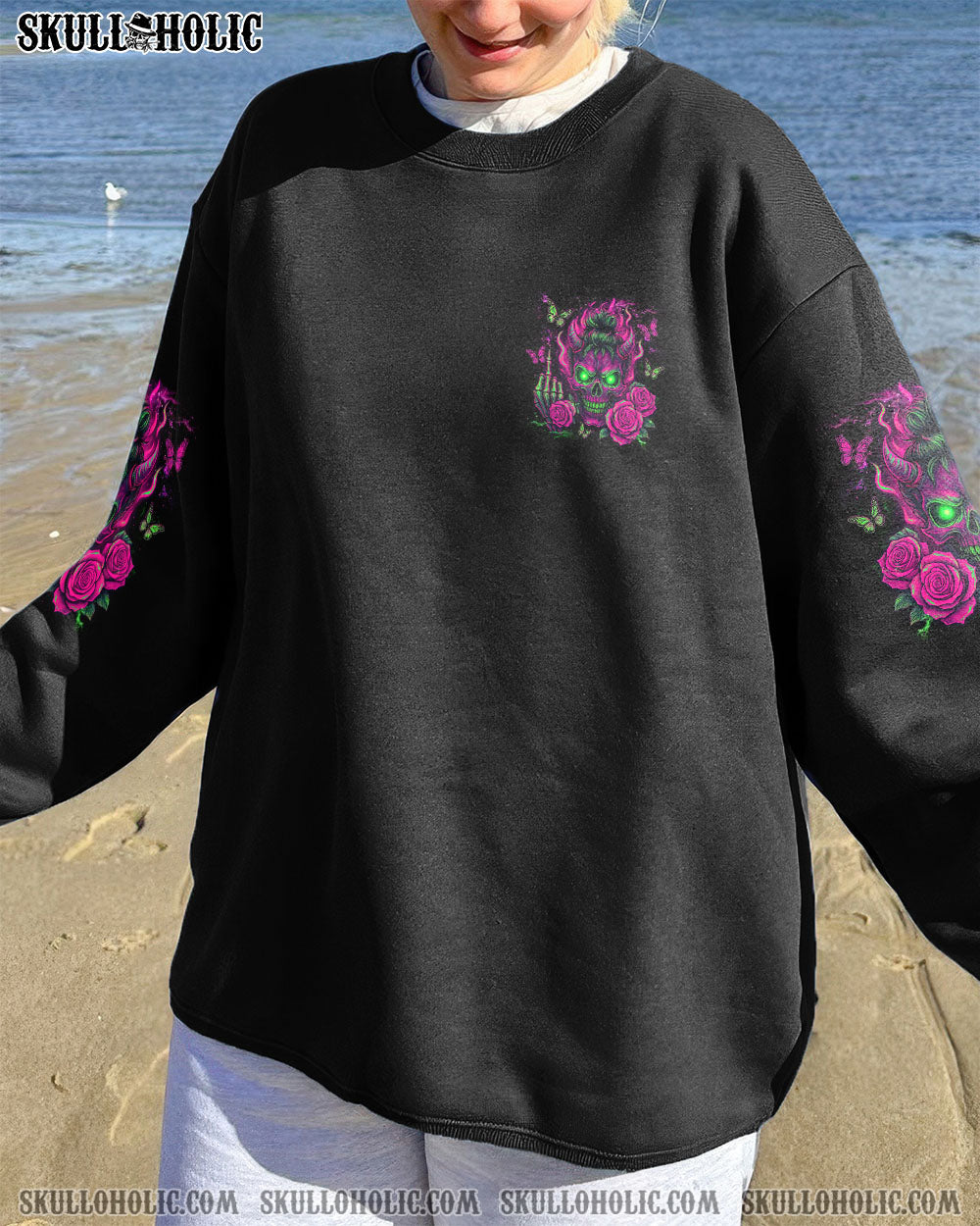 IF YOU MESS WITH MY ANGEL MESSY BUN SKULL ALL OVER PRINT - TLNZ2207251