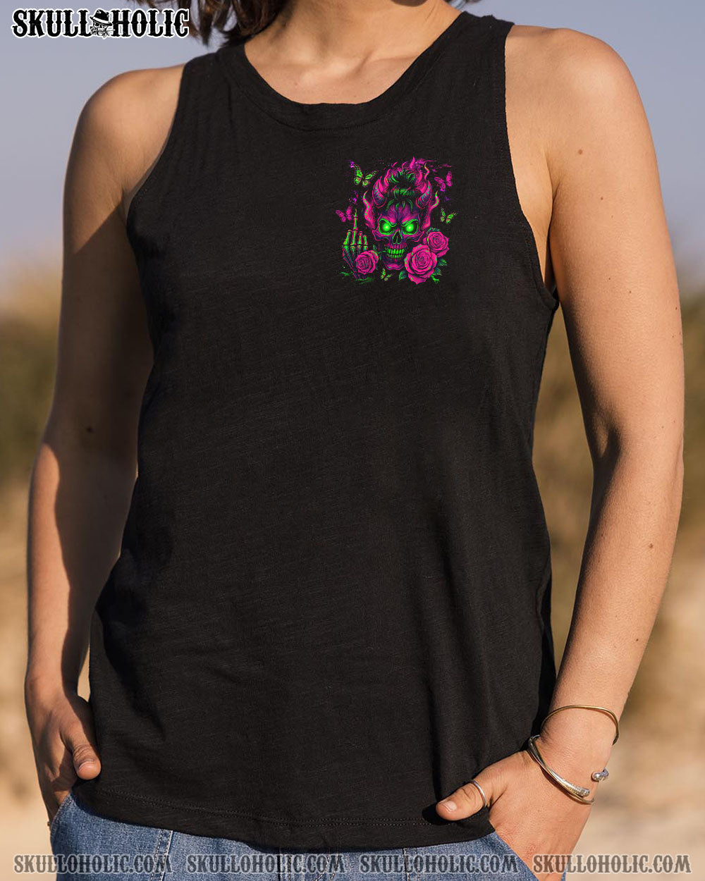 IF YOU MESS WITH MY ANGEL MESSY BUN SKULL ALL OVER PRINT - TLNZ2207251
