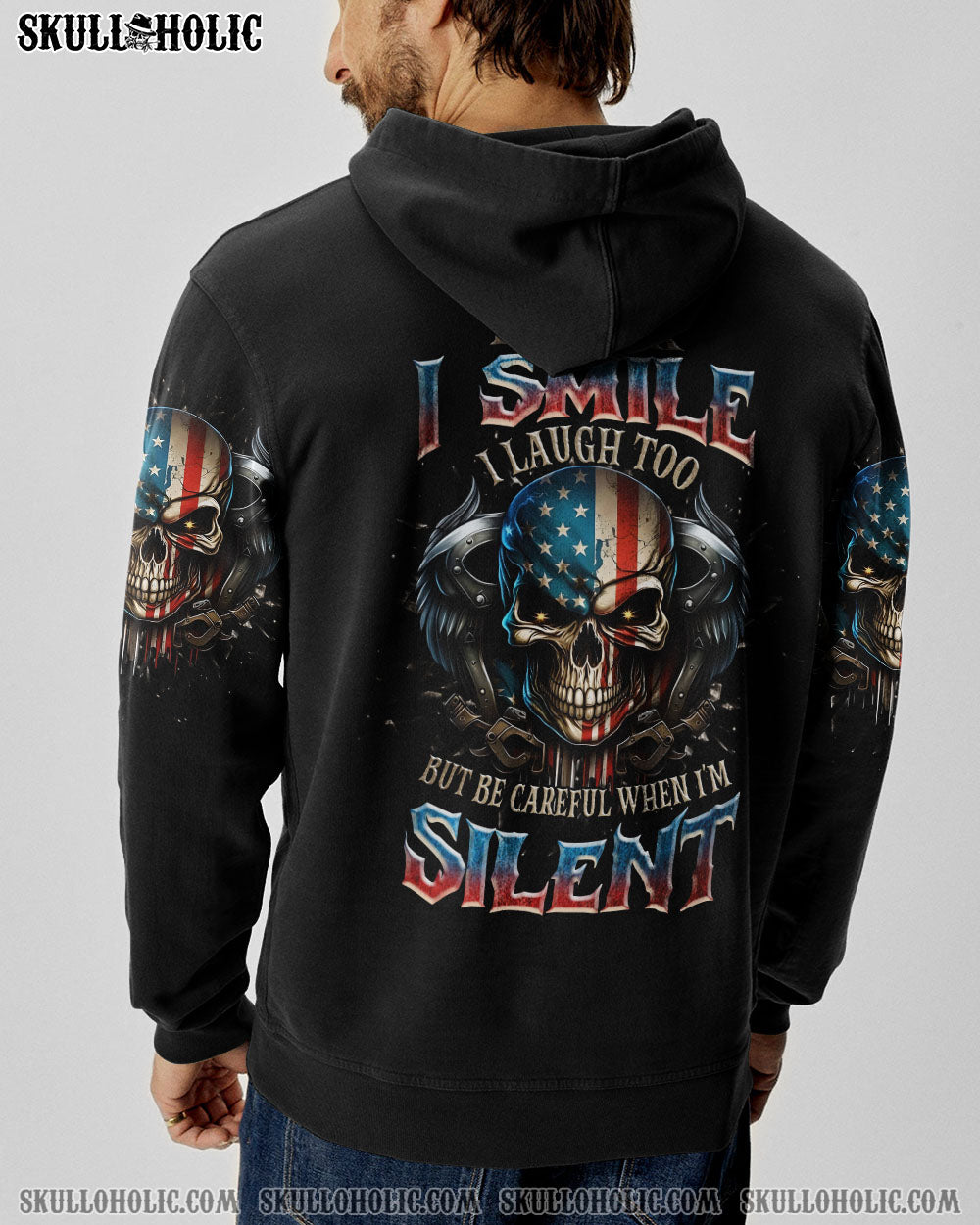 BE CAREFUL WHEN I'M SILENT SKULL AMERICA ALL OVER PRINT - TLNZ2709232