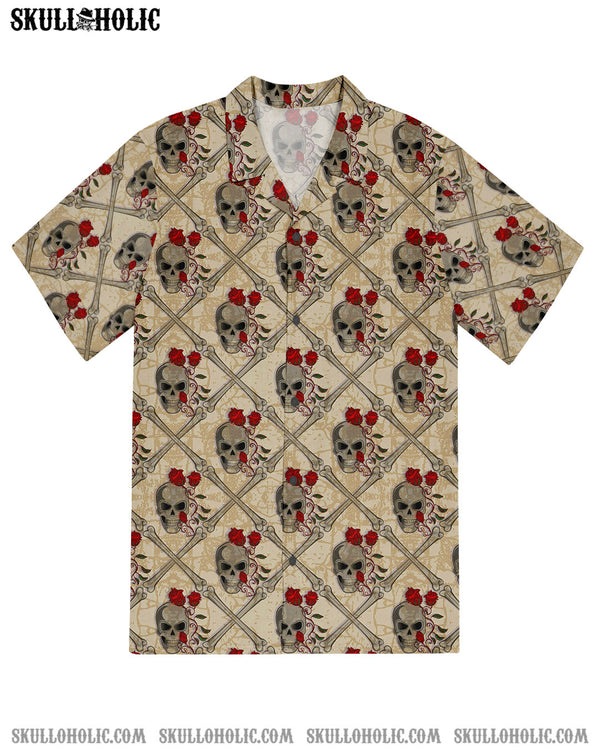 SKULL BONES RED ROSE HAWAIIAN SHIRT  - TLTR0104253