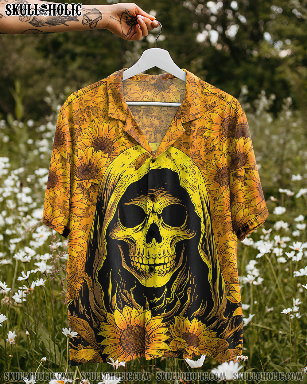 SHE IS SUNSHINE SKULL SUNFLOWER HAWAIIAN SHIRT - TLTR2406233