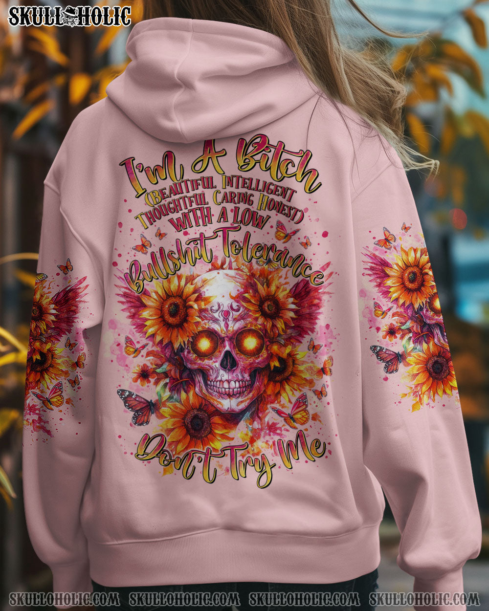 I'M A B DON'T TRY ME SKULL SUNFLOWER ALL OVER PRINT - TLTR2511242