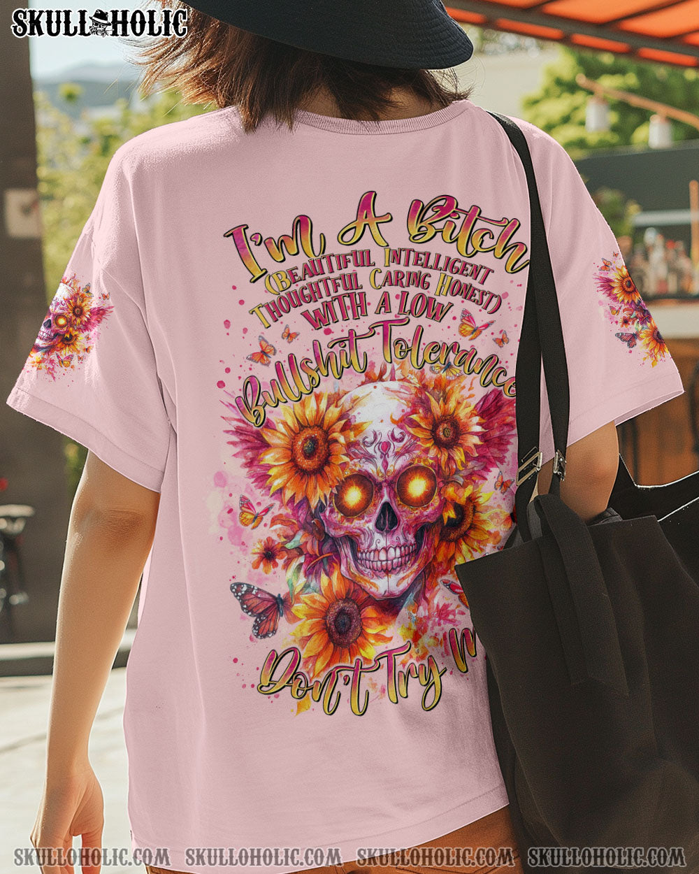 I'M A B DON'T TRY ME SKULL SUNFLOWER ALL OVER PRINT - TLTR2511242