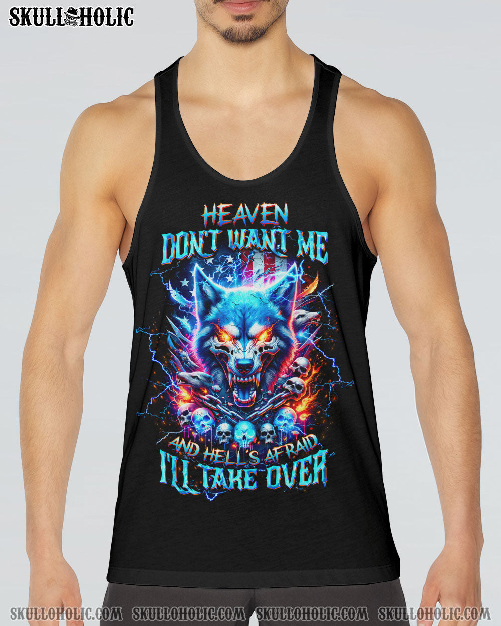 HEAVEN DON'T WANT ME WOLF SKULL ALL OVER PRINT - TLTW1106246