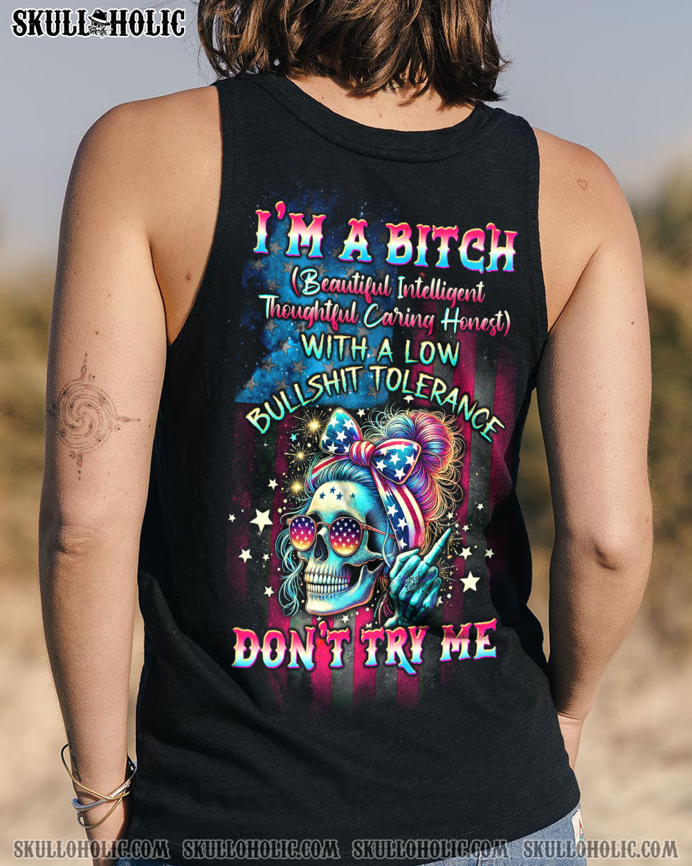 I'M A B DON'T TRY ME MESSY BUN ALL OVER PRINT - TLTW1507242