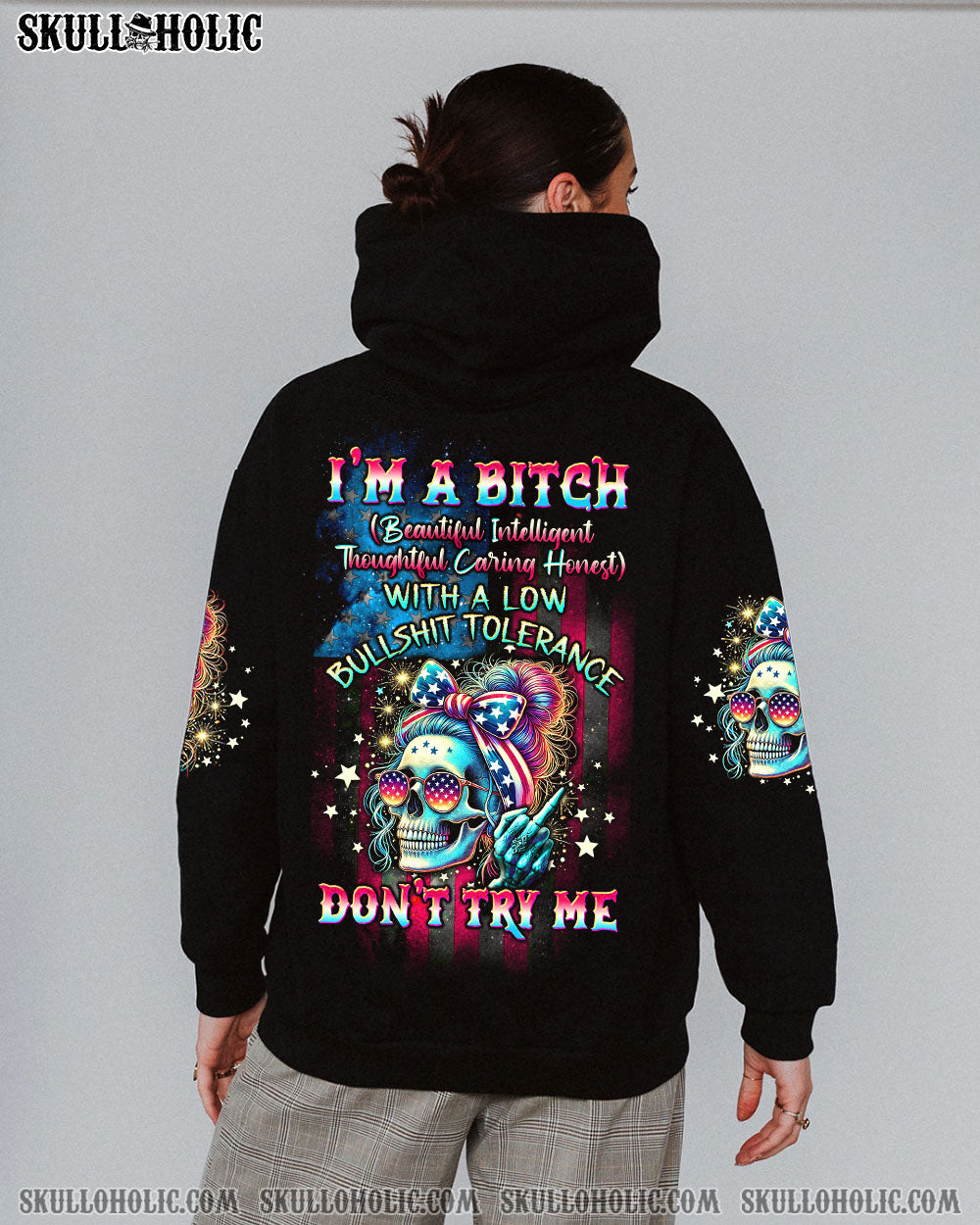 I'M A B DON'T TRY ME MESSY BUN ALL OVER PRINT - TLTW1507242