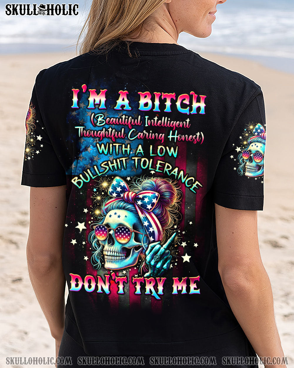 I'M A B DON'T TRY ME MESSY BUN ALL OVER PRINT - TLTW1507242