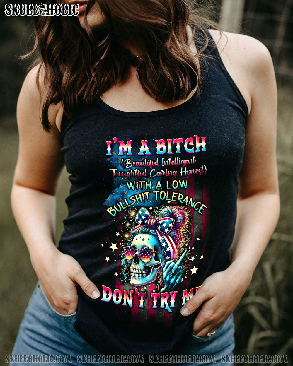 I'M A B DON'T TRY ME MESSY BUN ALL OVER PRINT - TLTW1507242