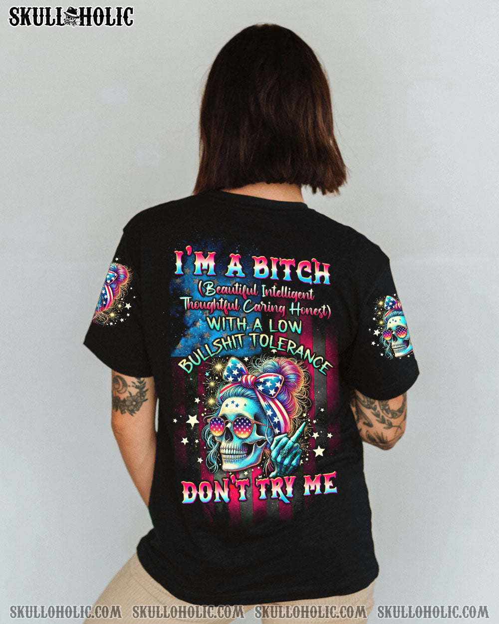 I'M A B DON'T TRY ME MESSY BUN ALL OVER PRINT - TLTW1507242