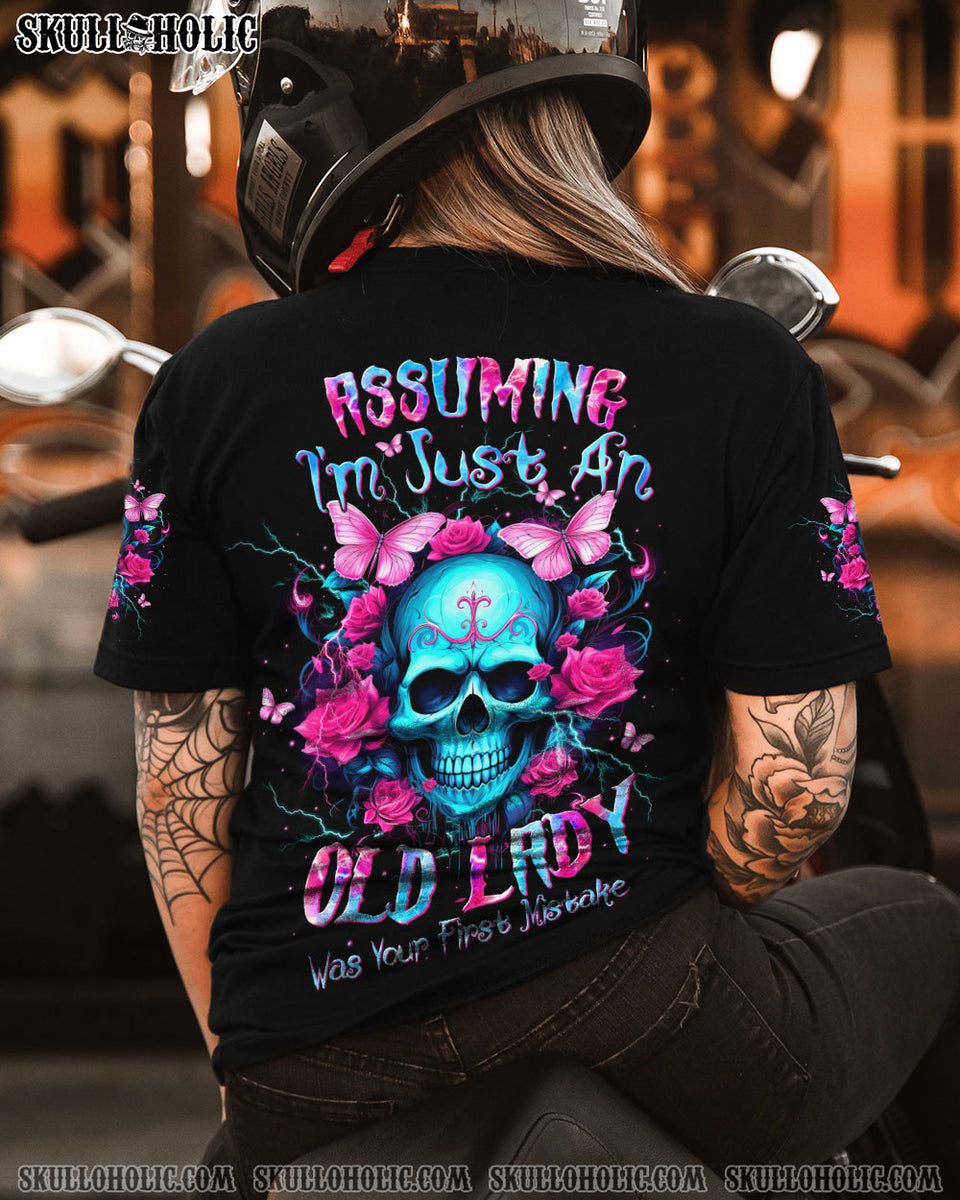 ASSUMING I'M JUST AN OLD LADY SKULL ROSE ALL OVER PRINT - TLTW1512231 ...