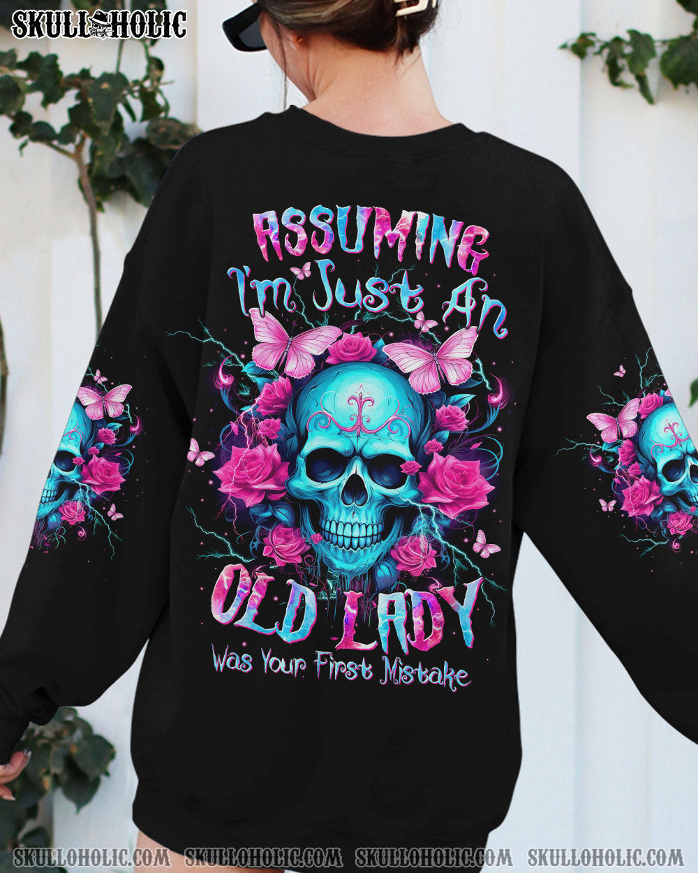 ASSUMING I'M JUST AN OLD LADY SKULL ROSE ALL OVER PRINT - TLTW1512231 ...