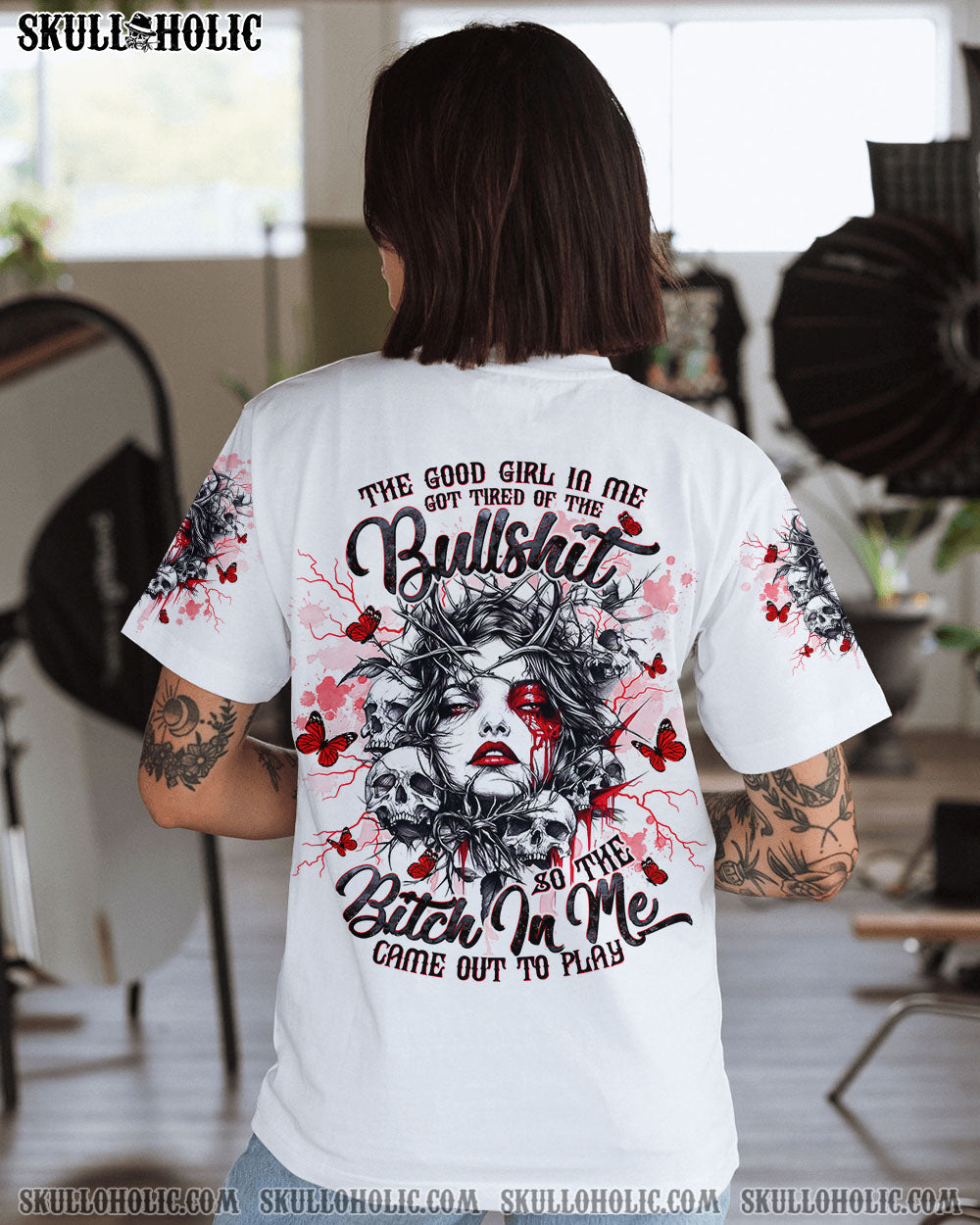 THE GOOD GIRL IN ME SKULL LADY ALL OVER PRINT  - TLTW1611241