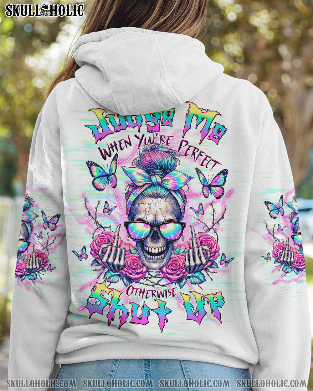 JUDGE ME WHEN SKULL MESSY BUN ALL OVER PRINT - TLTW1910241