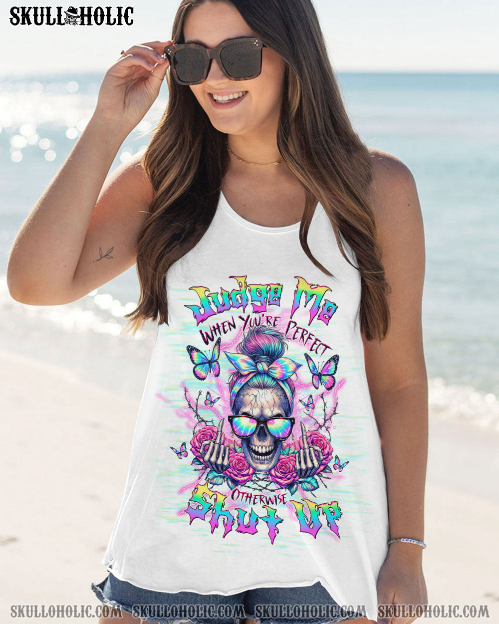 JUDGE ME WHEN SKULL MESSY BUN ALL OVER PRINT - TLTW1910241