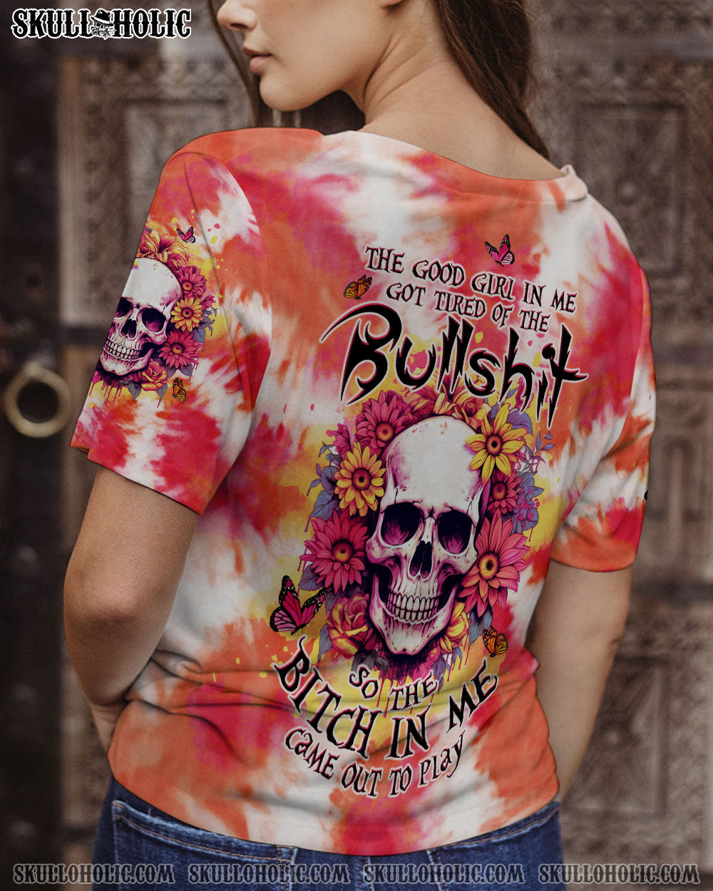 THE GOOD GIRL IN ME SKULL FLORAL ALL OVER PRINT - TLTW2902245