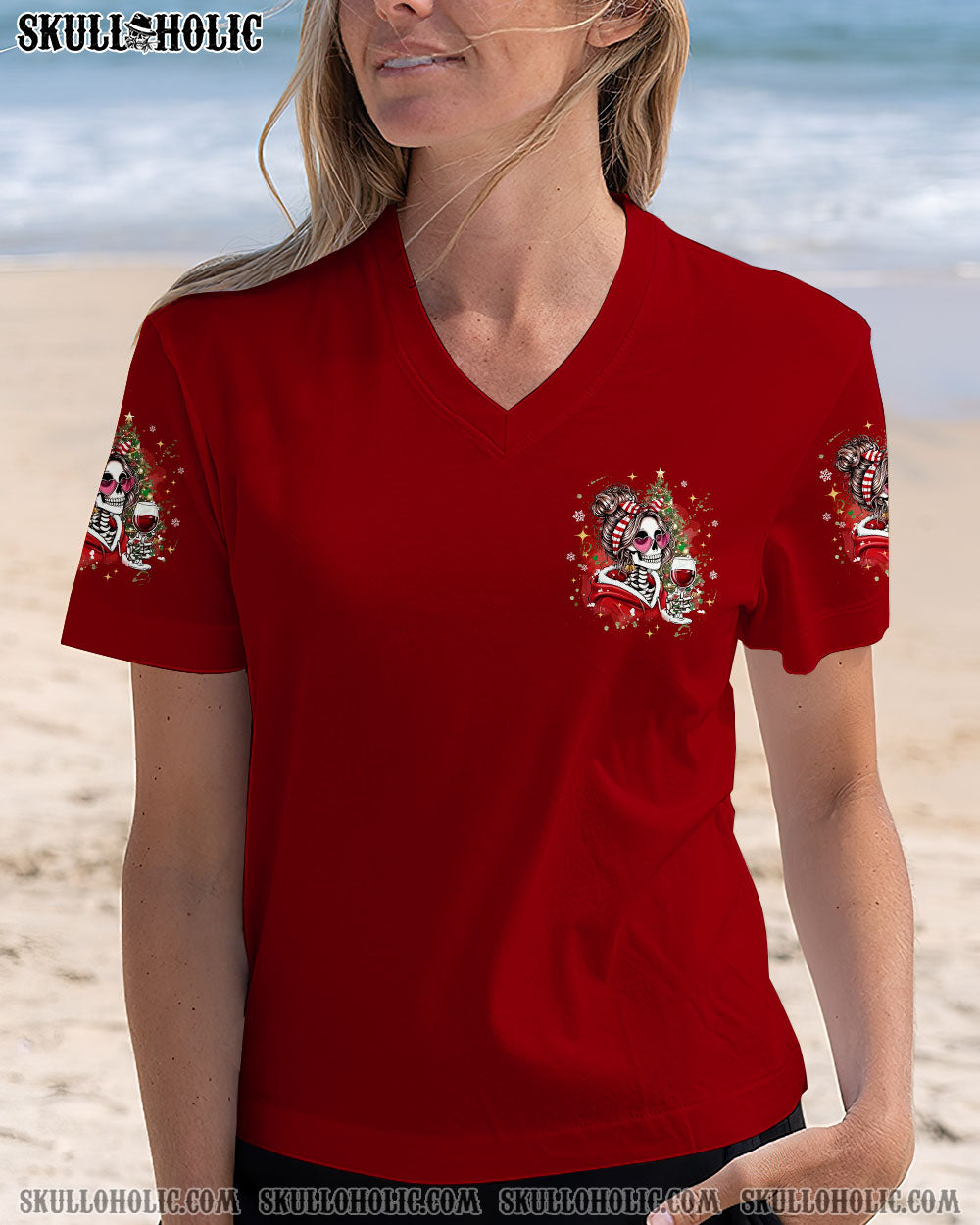 NAH I'M GOOD MESSY BUN SKULL CHRISTMAS ALL OVER PRINT - TYQY1111252