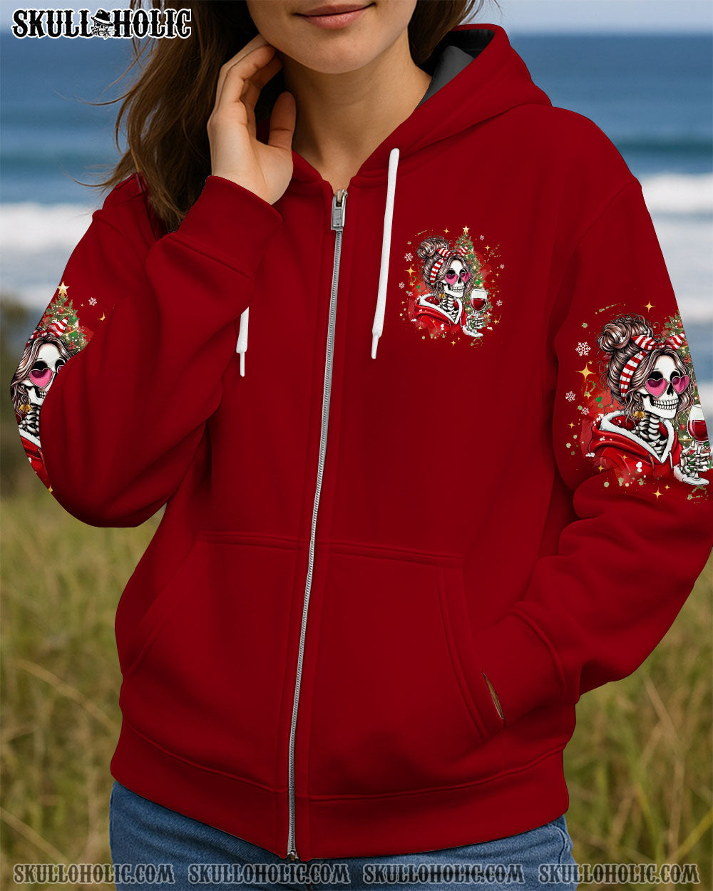 NAH I'M GOOD MESSY BUN SKULL CHRISTMAS ALL OVER PRINT - TYQY1111252