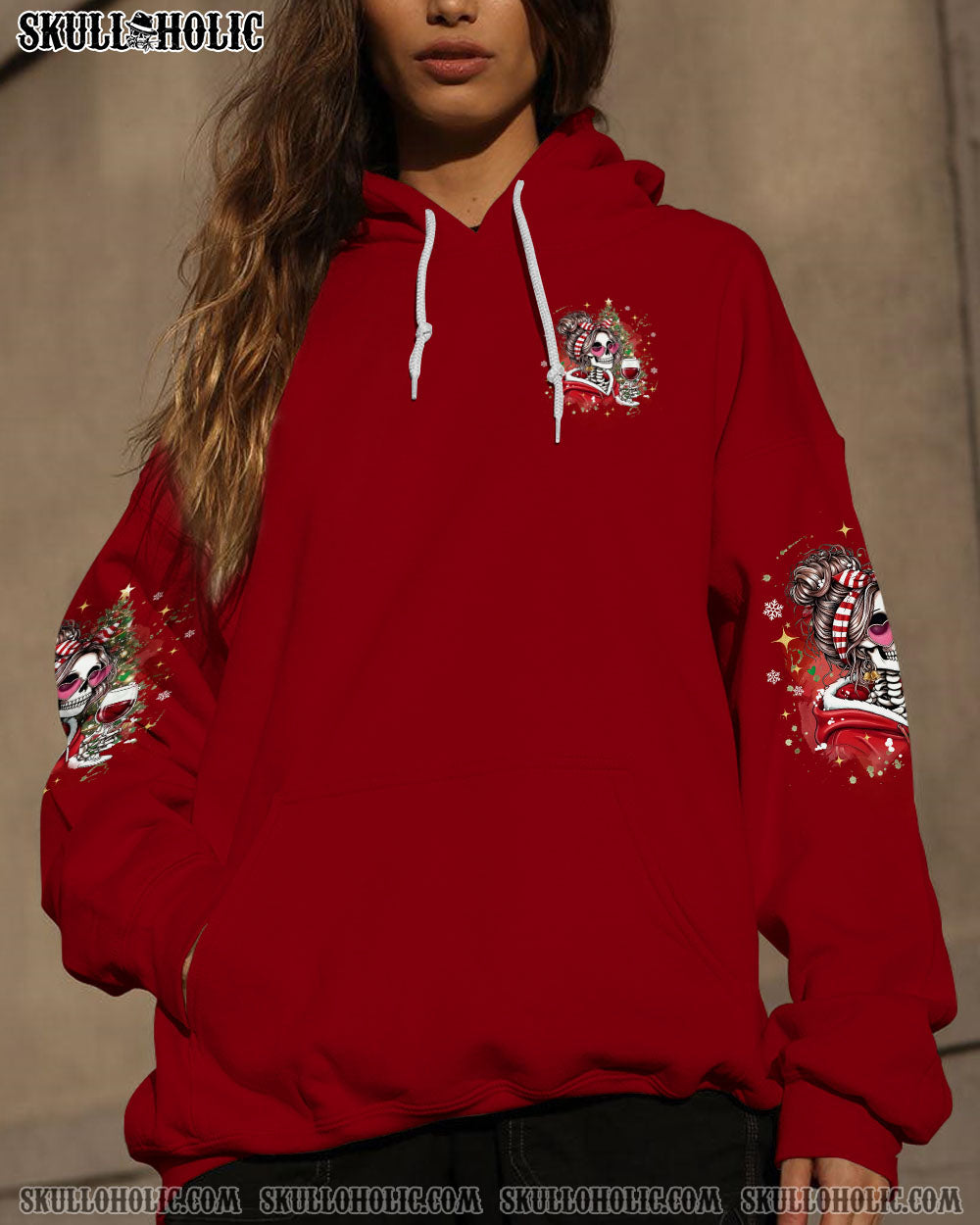 NAH I'M GOOD MESSY BUN SKULL CHRISTMAS ALL OVER PRINT - TYQY1111252