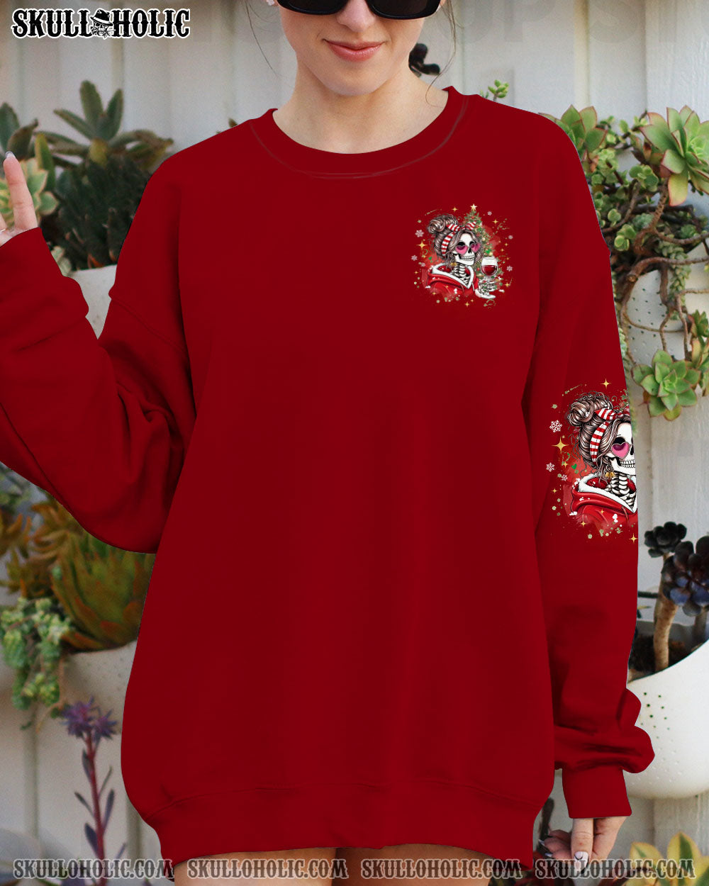 NAH I'M GOOD MESSY BUN SKULL CHRISTMAS ALL OVER PRINT - TYQY1111252