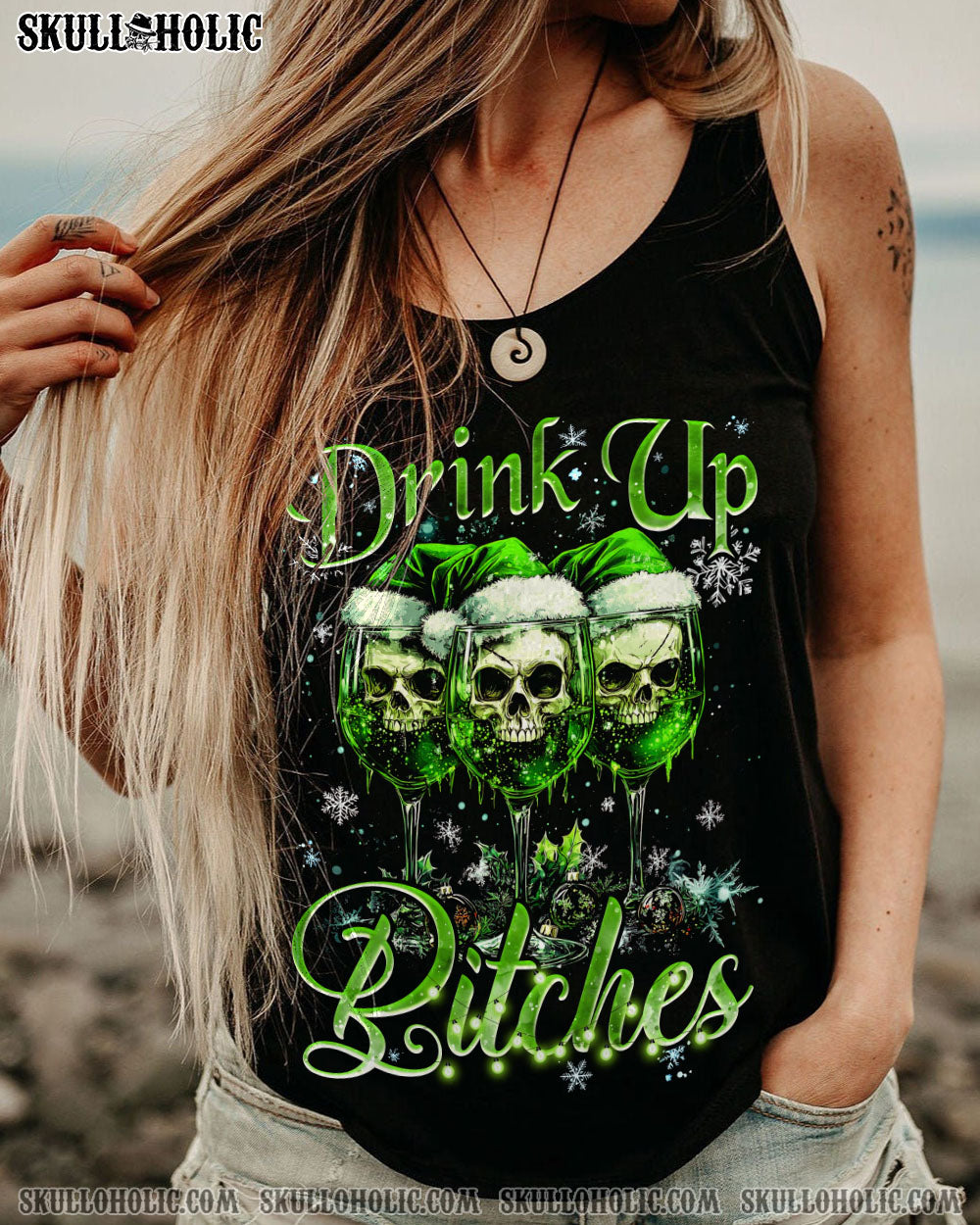 DRINK UP B SKULL CHRISTMAS ALL OVER PRINT - TYQY2510241