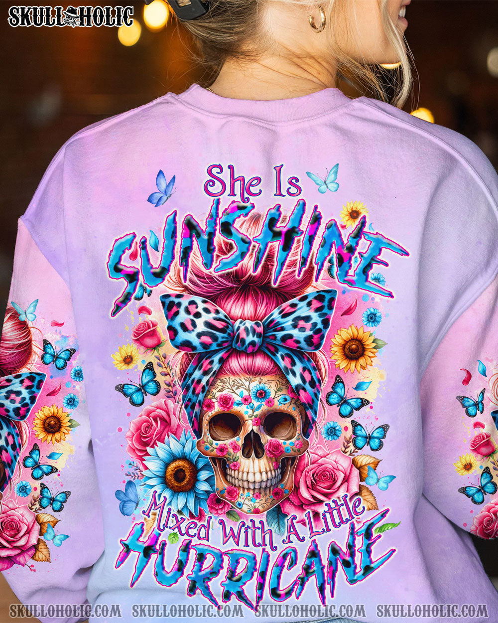 SHE IS SUNSHINE MESSY BUN ALL OVER PRINT - TYQY3011232