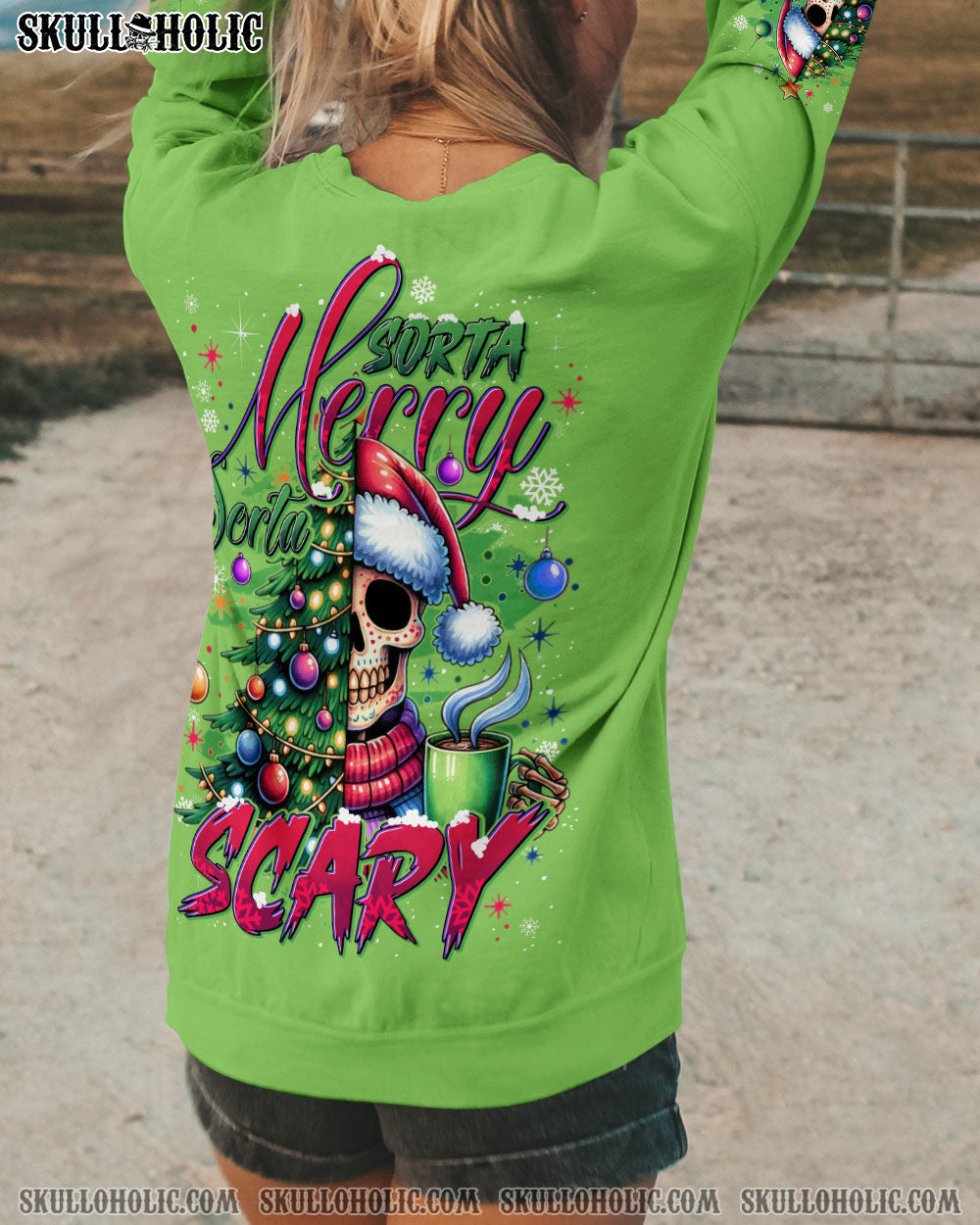 SORTA MERRY SORTA SCARY SKULL CHRISTMAS ALL OVER PRINT - TYTD3110244