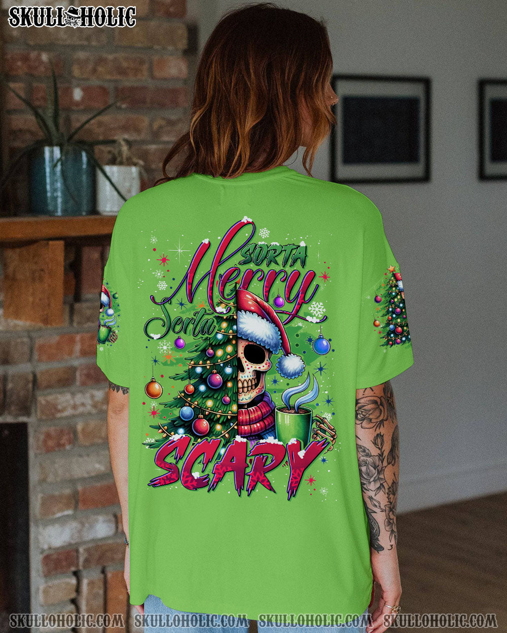 SORTA MERRY SORTA SCARY SKULL CHRISTMAS ALL OVER PRINT - TYTD3110244