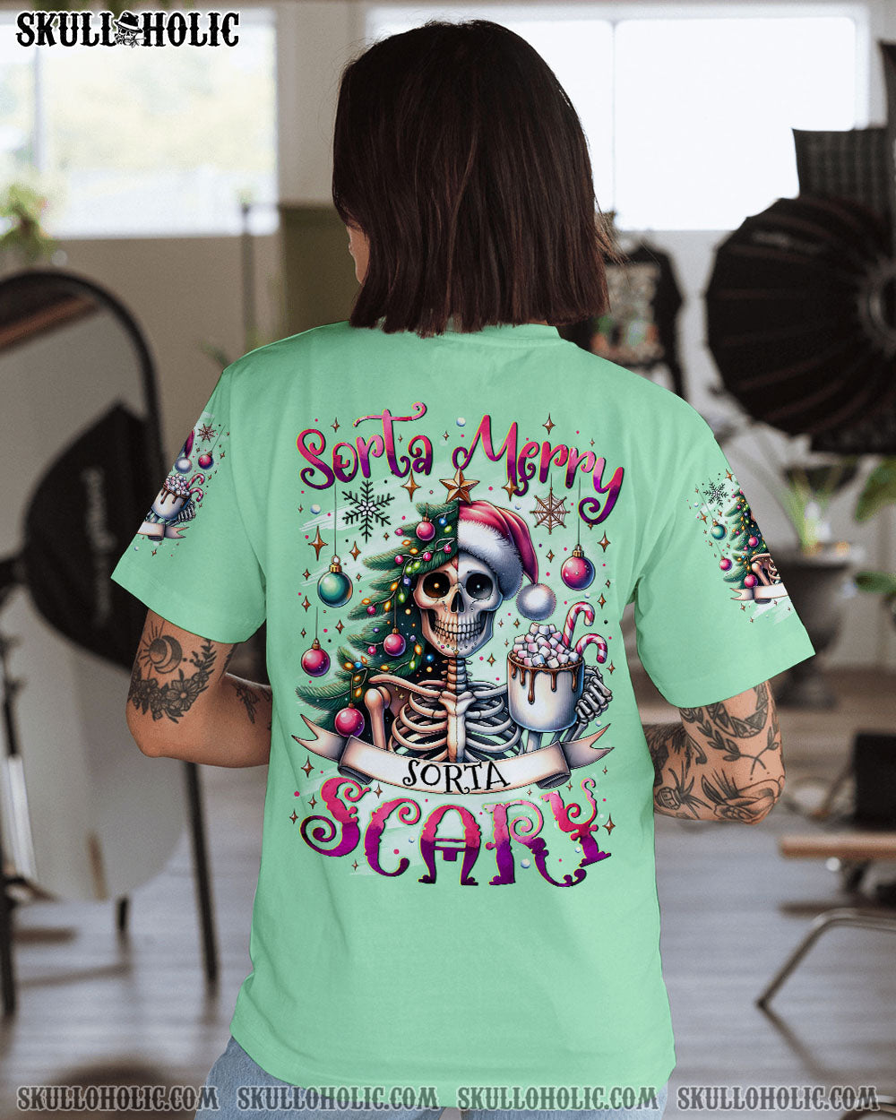 SORTA MERRY SORTA SCARY SKULL CHRISTMAS ALL OVER PRINT - TYTM2810244