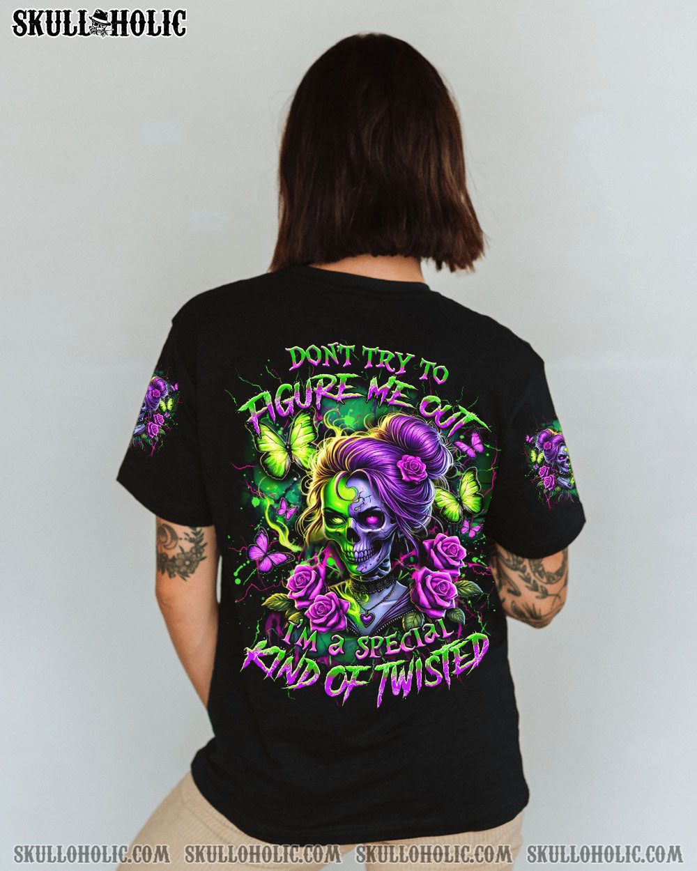 DON'T TRY TO FIGURE ME OUT SKULL LADY ALL OVER PRINT - YHDU2312244