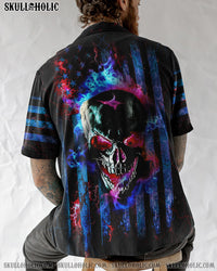 MAD FLAMING SKULL FLAG HAWAIIAN SHIRT - YHHG1606234