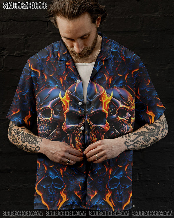 THREE FLAMING SKULLS HAWAIIAN SHIRT - YHLN0706234