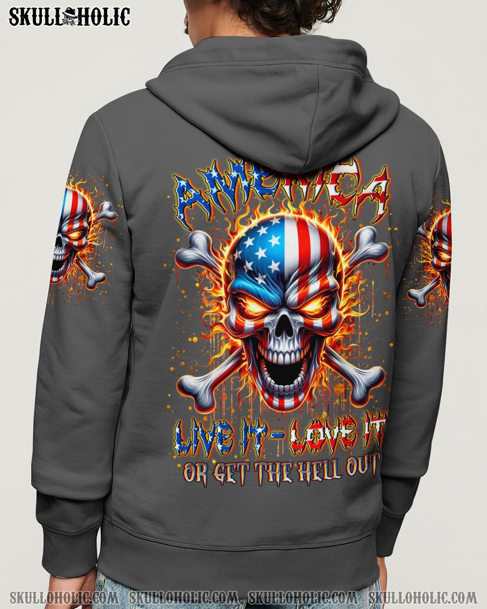 AMERICA LIVE IT LOVE IT OR GET THE HELL OUT ALL OVER PRINT - YHLN0910253