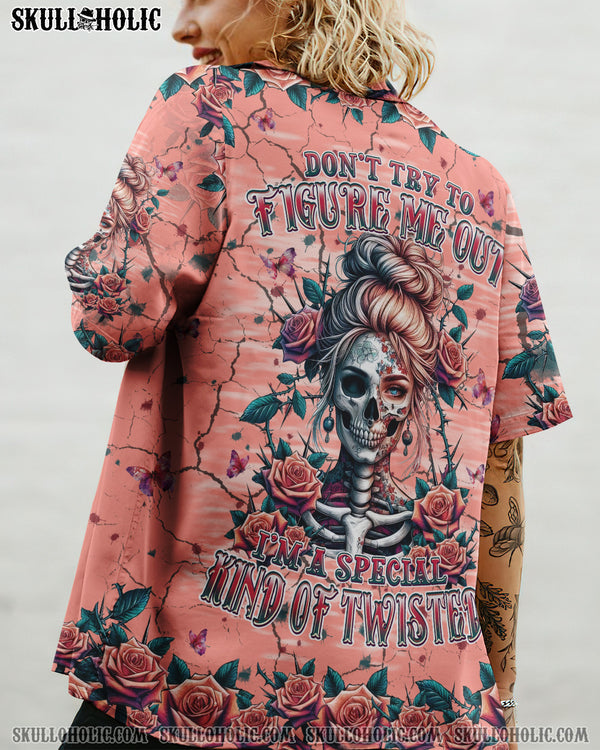 DON'T TRY TO FIGURE ME OUT SKULL LADY HAWAIIAN SHIRT - TLPQ2708243