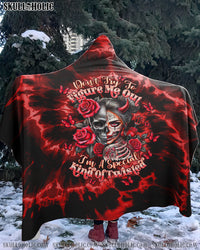 DON'T TRY TO FIGURE ME OUT SKULL LADY SHERPA BLANKET HOODIE  - TLTW1511242