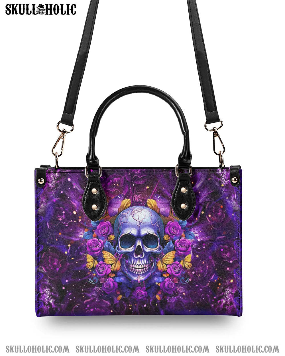 I AM A SWEET GIRL FLOWER SKULL LEATHER HANDBAG - YHLT2705242