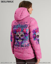 THE GOOD GIRL IN ME SUGAR SKULL PUFFER JACKET - TLNO2410238