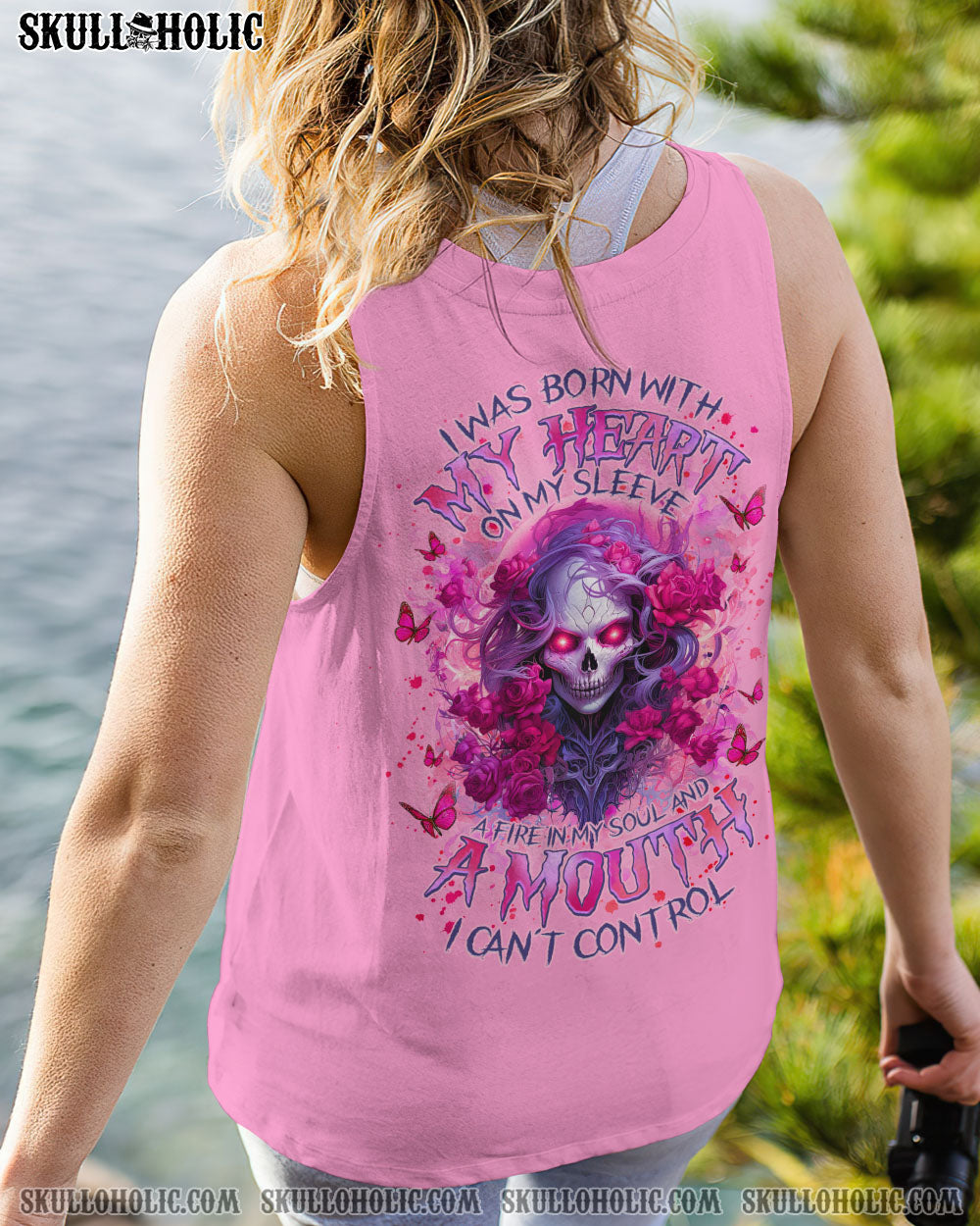 A MOUTH I CAN'T CONTROL SKULL MESSY BUN ROSE ALL OVER PRINT - TLNZ1306242