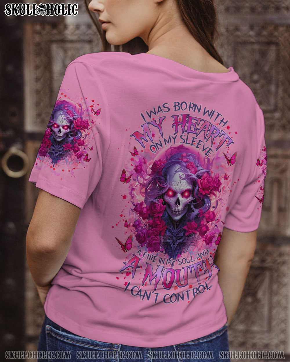 A MOUTH I CAN'T CONTROL SKULL MESSY BUN ROSE ALL OVER PRINT - TLNZ1306242