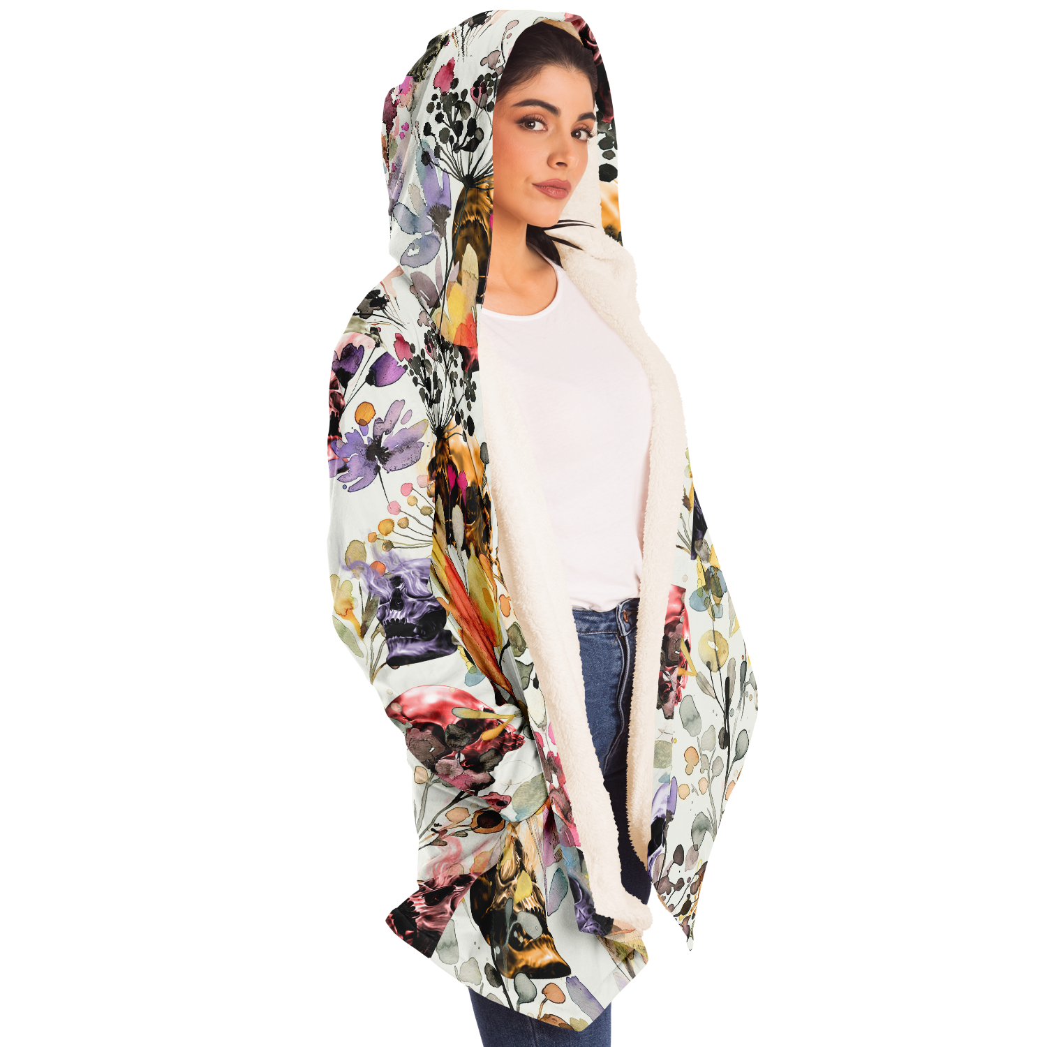 WILD GRASSES COLORFUL SKULL PREMIUM FLEECE CLOAK - TLNO0908223