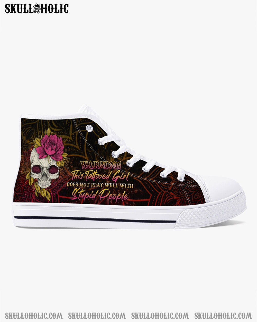 WARNING THIS TATTOOED GIRL HIGH TOP CANVAS SHOES - YHHG0911222