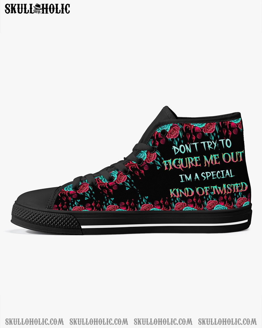 DON'T TRY TO FIGURE ME OUT SKULL HIGH TOP CANVAS SHOES - TLTR0604234