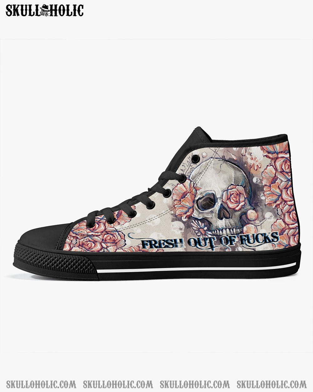 SKULL FLOWER FRESH OUT OF F HIGH TOP CANVAS SHOES - TLTY2910213